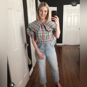 GOLDEN GREED Rainbow collar bib top